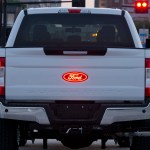 17-19 Ford Super Duty F250 F350 F450 Putco Luminix LED Red Oval Tailgate Lighted Emblem - Fits All Models Except Platinum or Limited (Street View Rear View)