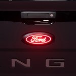 2019-2023 Ford Ranger Putco Luminix LED Red Oval Tailgate Lighted Emblem - Fits ALL Models, Part# 92652 ( Close up, ON)