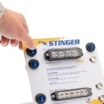 Our Stinger display features push-to-try buttons for selecting color and strobe sequences.